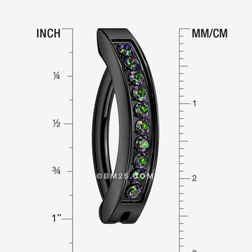 Detail View 1 of Implant Grade Titanium Blackline Sparkle Gem Lined Minimalist Curved Bar Belly Clicker-Vitrail Medium